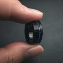 Bague personnalisee homme anneau tungstene ligne sable opale