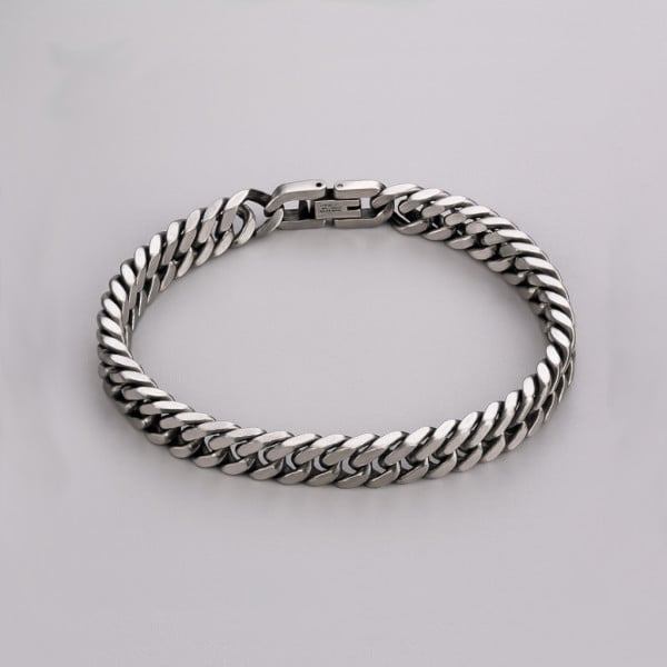 Bracelet Acier Inoxydable Chaine Tressée, Finition Polie