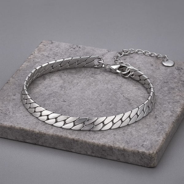 Bracelet homme chaine cuba acier finition polie