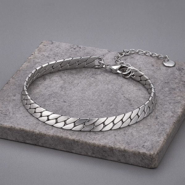 Bracelet homme chaine cuba acier finition polie