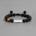 Pulsera personalizada para hombre con cordón, ónix y cuenta de ojo de tigre