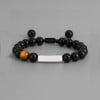 Bracelet personnalisé homme cordon perle onyx et oeil de tigre