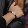 Bracelet personnalisé homme cordon perle onyx et oeil de tigre
