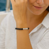 Bracelet personnalisé homme cordon perle onyx et oeil de tigre