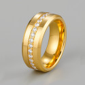 8mm Bague mariage tungstène ligne zircons plaqué or alliance personnalisable