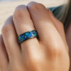 8mm Bague personnalisee alliance tungstene opale multicolor homme femme