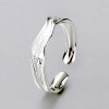 Bague argent ouvert ajustable concave martele