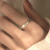 Bague argent ouvert ajustable concave martele
