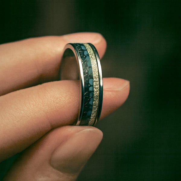 6mm Bague mariage personnalisable titane turquoise a graver