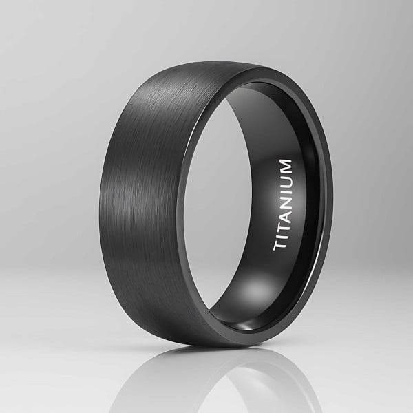 8N Bague mariage personnalisee anneau titane brosse