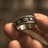 Men's steel ring with raised star