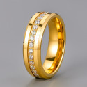 8mm Bague mariage tungstène ligne zircons plaqué or alliance personnalisable