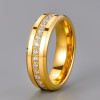 8mm Bague mariage tungstène ligne zircons plaqué or alliance personnalisable