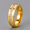 6mm Bague mariage tungstène ligne zircons plaqué or alliance personnalisable