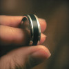 Personalized men's ring Tungsten beveled edge black resin