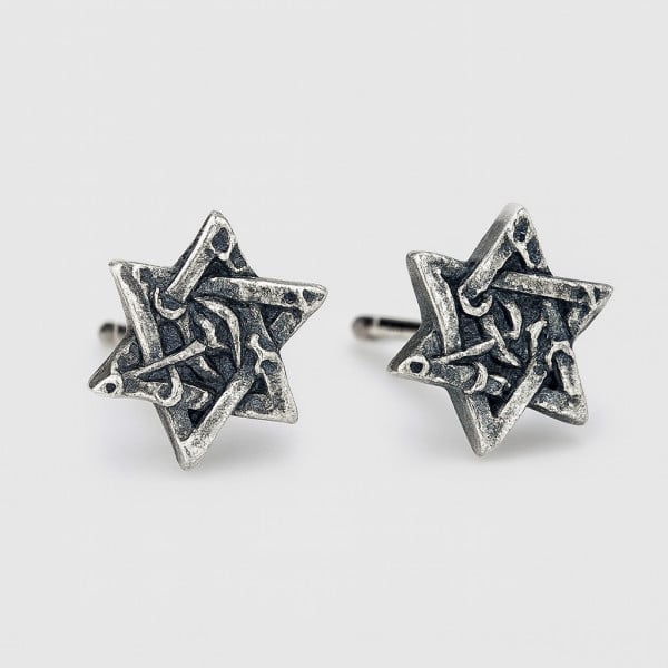 Boucles d'oreilles clous etoile de david argent