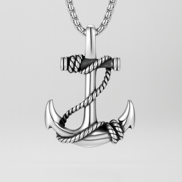 Pendentif homme celtique ancre marine acier