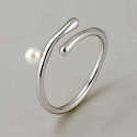 Bague argent ouverte minimaliste plaqué or perles d'eau douce