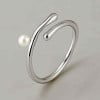 M Bague argent ouverte minimaliste plaqué or perles d'eau douce