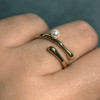Bague argent ouverte minimaliste plaqué or perles d'eau douce