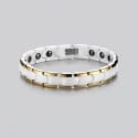 Women's polished white ceramic bracelet with magnetic gold edges