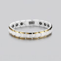 Pulsera de mujer de cerámica blanca pulida con bordes magnéticos dorados