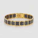 Bracelet homme ceramique noir magnetique plaque or