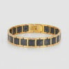 Men's black ceramic bracelet with gold plate