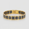 Zwarte keramiek herenarmband met vergulde plaat