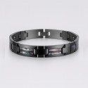 Men's New Design Black Ceramic Bracelet Abalone Inlay