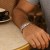 Bracelet homme tungstene maillons nacre abalone