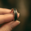 Bague personnalisee homme anneau tungstene noir brosse