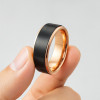 Bague homme anneau noir tungstene mat brosse a agraver