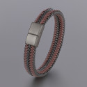 Men's Braided Leather Bracelet Stainless Steel Magnetic Clasp