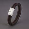 Men's Braided Leather Bracelet Stainless Steel Magnetic Clasp