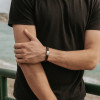 Bracelet homme cuir tresse fermoir acier aimante