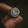 Bague chevalière ouverte argent aigle