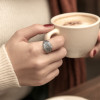 Men's silver open angel wing ring
