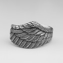 Men's silver open angel wing ring