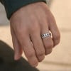 Bague argent homme chaine tresse ouvert