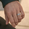 Bague argent homme chaine tresse ouvert