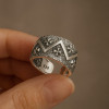Bague argent croix ouverte martelée