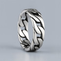 Bague homme chaine argent rhodie