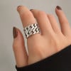 Bague argent chaine tresse ouvert