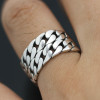 Bague argent chaine tresse ouvert