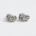 Boucles d'oeilles argent homme tete de mort main de squelette