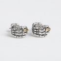 Boucles d'oreilles argent homme tete de mort main de squelette