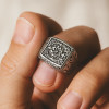 Bague chevalière ouverte argent fleur de lys