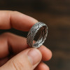 Bague argent 925 maille tresse finition oxydee