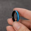 Bague personnalisee anneau homme femme tungstene turquoise